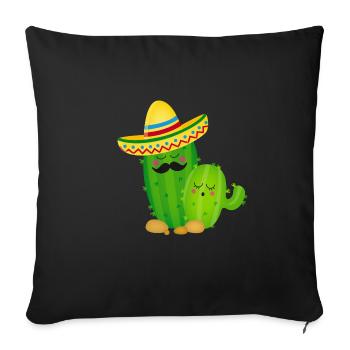Cactus Mexico shirt - Sofa pillowcase 17,3'' x 17,3'' (45 x 45 cm) - black - Front