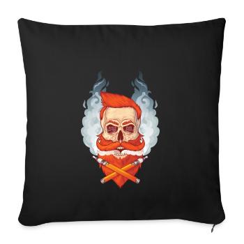 Skull and beard smokes Viper. - Sofa pillowcase 17,3'' x 17,3'' (45 x 45 cm) - black - Front