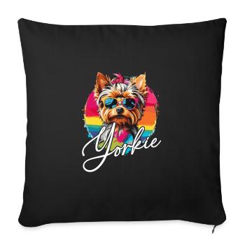 Cute Yorkshire Terrier Yorkie on the Color Wheel - Sofa pillowcase 17,3'' x 17,3'' (45 x 45 cm) - black - Front