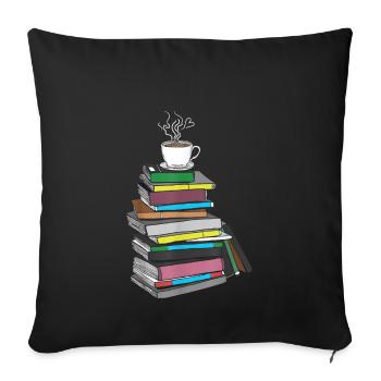 Drawing coffee and books with heart gifts - Sofa pillowcase 17,3'' x 17,3'' (45 x 45 cm) - black - Front