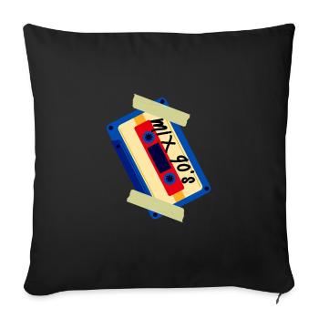 90's Mix Tape Cassette - Sofa pillowcase 17,3'' x 17,3'' (45 x 45 cm) - black - Front
