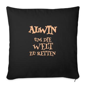 Alwin als Helfer - Sofakissenbezug 45 x 45 cm - Schwarz - Vorne