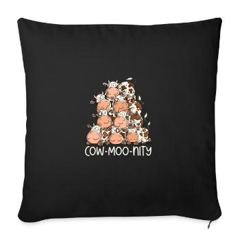 Drôle de vache pile I Coe-MUH-nity jeu de mots de la communauté - Housse de coussin décorative 45 x 45 cm - noir - Devant