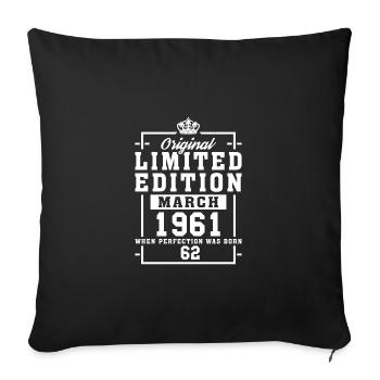 62e anniversaire Mars Né en 1961 Idée cadeau - Housse de coussin décorative 45 x 45 cm - noir - Devant