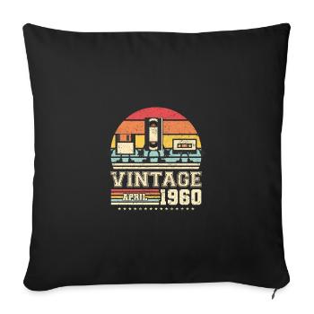 63. Geburtstag April Jahrgang 1960 Geschenkidee - Sofakissenbezug 45 x 45 cm - Schwarz - Vorne