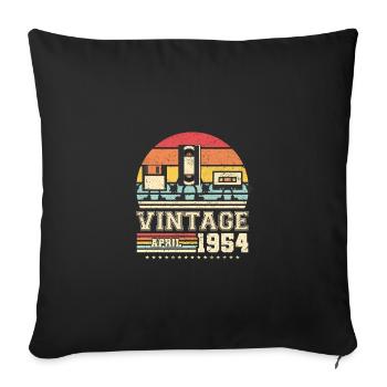 69e anniversaire Avril Né en 1954 Idée cadeau - Housse de coussin décorative 45 x 45 cm - noir - Devant