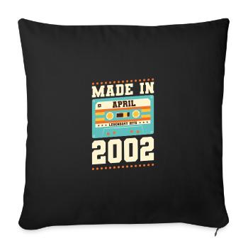 21e anniversaire Avril Né 2002 Idée cadeau - Housse de coussin décorative 45 x 45 cm - noir - Devant