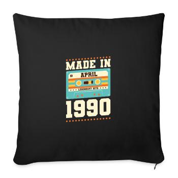 33e anniversaire Avril Né 1990 Idée cadeau - Housse de coussin décorative 45 x 45 cm - noir - Devant