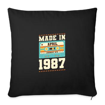 36e anniversaire Avril Né 1987 Idée cadeau - Housse de coussin décorative 45 x 45 cm - noir - Devant