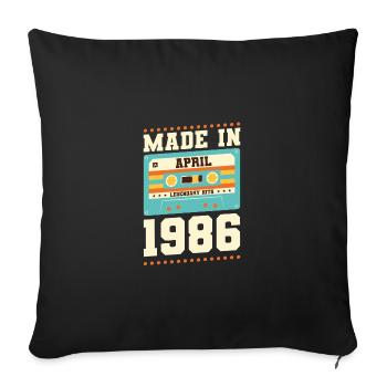 37e anniversaire April Born 1986 Idée cadeau - Housse de coussin décorative 45 x 45 cm - noir - Devant