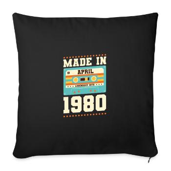 43e anniversaire avril Né en 1980 Idée cadeau - Housse de coussin décorative 45 x 45 cm - noir - Devant