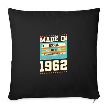 61e anniversaire Avril Né 1962 Idée cadeau - Housse de coussin décorative 45 x 45 cm - noir - Devant