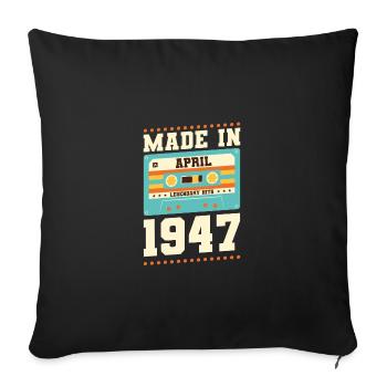 76e anniversaire Avril Né en 1947 Idée cadeau - Housse de coussin décorative 45 x 45 cm - noir - Devant