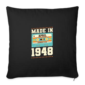 75e anniversaire Avril Né en 1948 Idée cadeau - Housse de coussin décorative 45 x 45 cm - noir - Devant