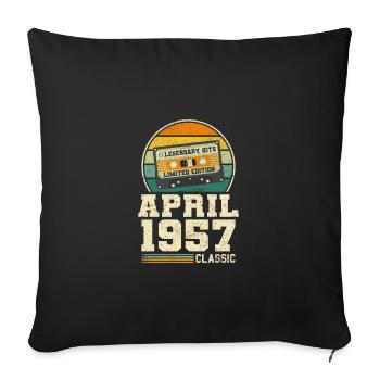 66e anniversaire Avril Né 1957 Idée cadeau - Housse de coussin décorative 45 x 45 cm - noir - Devant