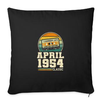69e anniversaire Avril Né en 1954 Idée cadeau - Housse de coussin décorative 45 x 45 cm - noir - Devant