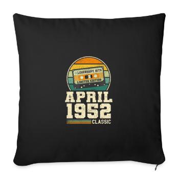 71e anniversaire Avril Né en 1952 Idée cadeau - Housse de coussin décorative 45 x 45 cm - noir - Devant