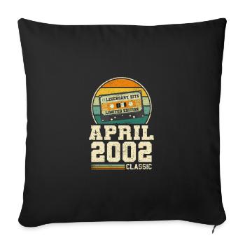 21e anniversaire Avril Né 2002 Idée cadeau - Housse de coussin décorative 45 x 45 cm - noir - Devant