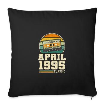 28e anniversaire Avril Né 1995 Idée cadeau - Housse de coussin décorative 45 x 45 cm - noir - Devant