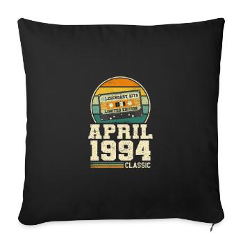 29e anniversaire avril Né en 1994 Idée cadeau - Housse de coussin décorative 45 x 45 cm - noir - Devant