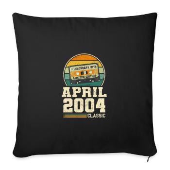 19th birthday April Born 2004 Gift idea - Sofa pillowcase 17,3'' x 17,3'' (45 x 45 cm) - black - Front