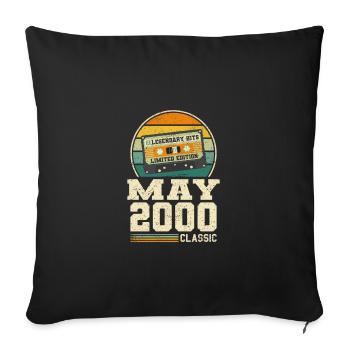 23e anniversaire Mai Année 2000 Idée cadeau - Housse de coussin décorative 45 x 45 cm - noir - Devant