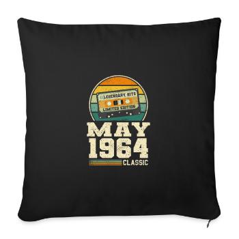 59e anniversaire mai millésime 1964 Idée cadeau - Housse de coussin décorative 45 x 45 cm - noir - Devant