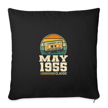 68th Birthday May Vintage 1955 Gift Idea - Sofa pillowcase 17,3'' x 17,3'' (45 x 45 cm) - black - Front