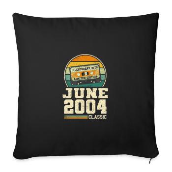 19th Birthday June Vintage 2004 Gift Idea - Sofa pillowcase 17,3'' x 17,3'' (45 x 45 cm) - black - Front