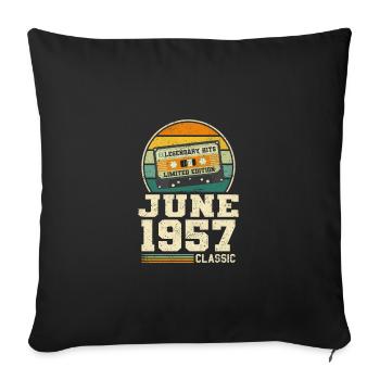 66e anniversaire Juin Né en 1957 Idée cadeau - Housse de coussin décorative 45 x 45 cm - noir - Devant