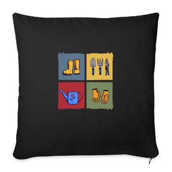 garden allotment garden harvest time gardening - Sofa pillowcase 17,3'' x 17,3'' (45 x 45 cm) - black - Front