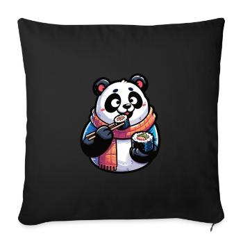 Panda Sushi Japanisches Essen - Sofakissenbezug 45 x 45 cm - Schwarz - Vorne