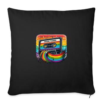 Conception de cassette arc-en-ciel Pride Tunes - Housse de coussin décorative 45 x 45 cm - noir - Devant