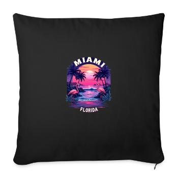 Miami Florida Sunset Flamingo Beach Vibes - Sofa pillowcase 17,3'' x 17,3'' (45 x 45 cm) - black - Front