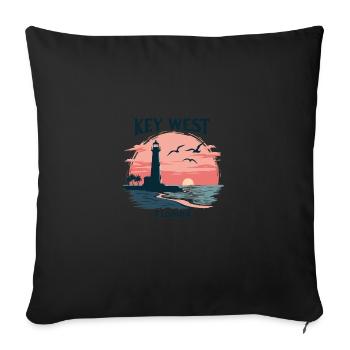 Key West Florida Sunset Lighthouse and Seagulls - Sofa pillowcase 17,3'' x 17,3'' (45 x 45 cm) - black - Front