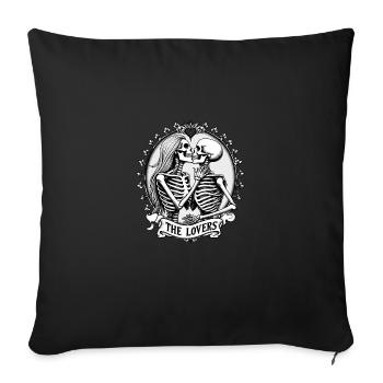 Les amoureux : Conception de tarot squelette romantique sombre - Housse de coussin décorative 45 x 45 cm - noir - Devant