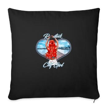 Fille de la ville de Rostock aux cheveux roux - Housse de coussin décorative 45 x 45 cm - noir - Devant