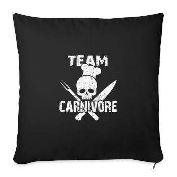 Crâne de l’équipe Carnivore avec couverts de barbecue - Housse de coussin décorative 45 x 45 cm - noir - Devant