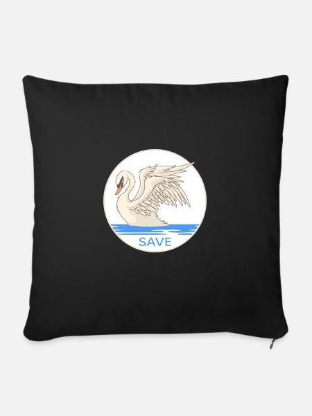 Schwan "save swans" Schwäne Naturschutz Schwansee - Sofakissenbezug 45 x 45 cm - Schwarz