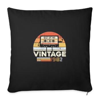 Vintage 1982 40ème Anniversaire Cadeau Quarante Ans - Housse de coussin décorative 45 x 45 cm - noir - Devant