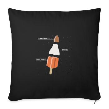 Glace de fusée | Glace, fusée, images amusantes - Housse de coussin décorative 45 x 45 cm - noir - Devant
