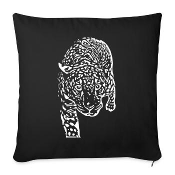 Leopard White - Sofa pillowcase 17,3'' x 17,3'' (45 x 45 cm) - black - Front