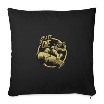 SKATE OR THE BOARDER SK8 LONGBOARDER SKATING MOTIF - Sofa pillowcase 17,3'' x 17,3'' (45 x 45 cm) - black - Front