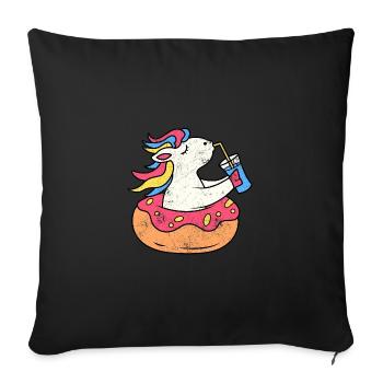 UNICORN UNICORN SHAKER RAINBOW DONUT MOTIF - Sofa pillowcase 17,3'' x 17,3'' (45 x 45 cm) - black - Front