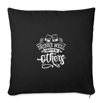 DRINK WELL BEER ALCOHOL SCHNAPPS GRILLING MOTIFS - Sofa pillowcase 17,3'' x 17,3'' (45 x 45 cm) - black - Front