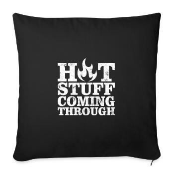HOT STUFF BBQ GRILL GRILL SAYINGS GAME MOTIF - Sofa pillowcase 17,3'' x 17,3'' (45 x 45 cm) - black - Front