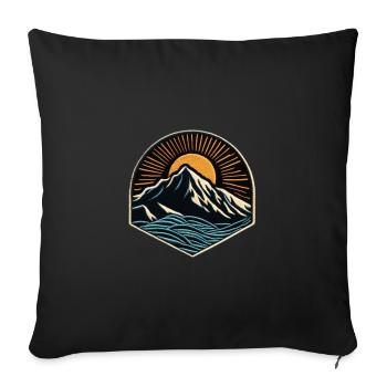 Bergsonne Wellen Patch - Sofakissenbezug 45 x 45 cm - Schwarz - Vorne