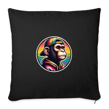 Monkey Hoodie Cap Rainbow - Sofa pillowcase 17,3'' x 17,3'' (45 x 45 cm) - black - Front