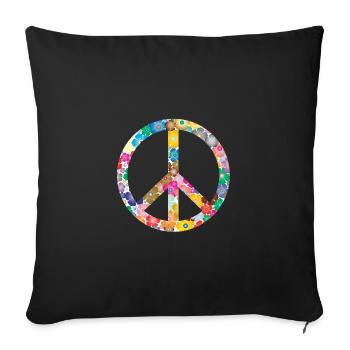 Peace Flower Idea Gift - Sofa pillowcase 17,3'' x 17,3'' (45 x 45 cm) - black - Front