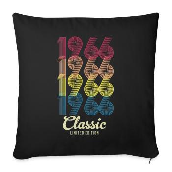 Né 1966 1966 Cadeau d’anniversaire Vintage - Housse de coussin décorative 45 x 45 cm - noir - Devant